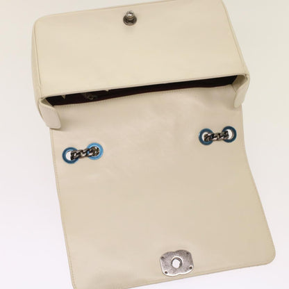 Top Quality Chanel Chevron x Matelasse Chain Shoulder Bag Lamb Skin White CC Auth 48469A