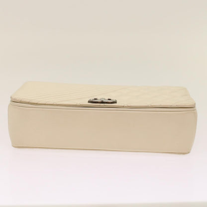 Top Quality Chanel Chevron x Matelasse Chain Shoulder Bag Lamb Skin White CC Auth 48469A