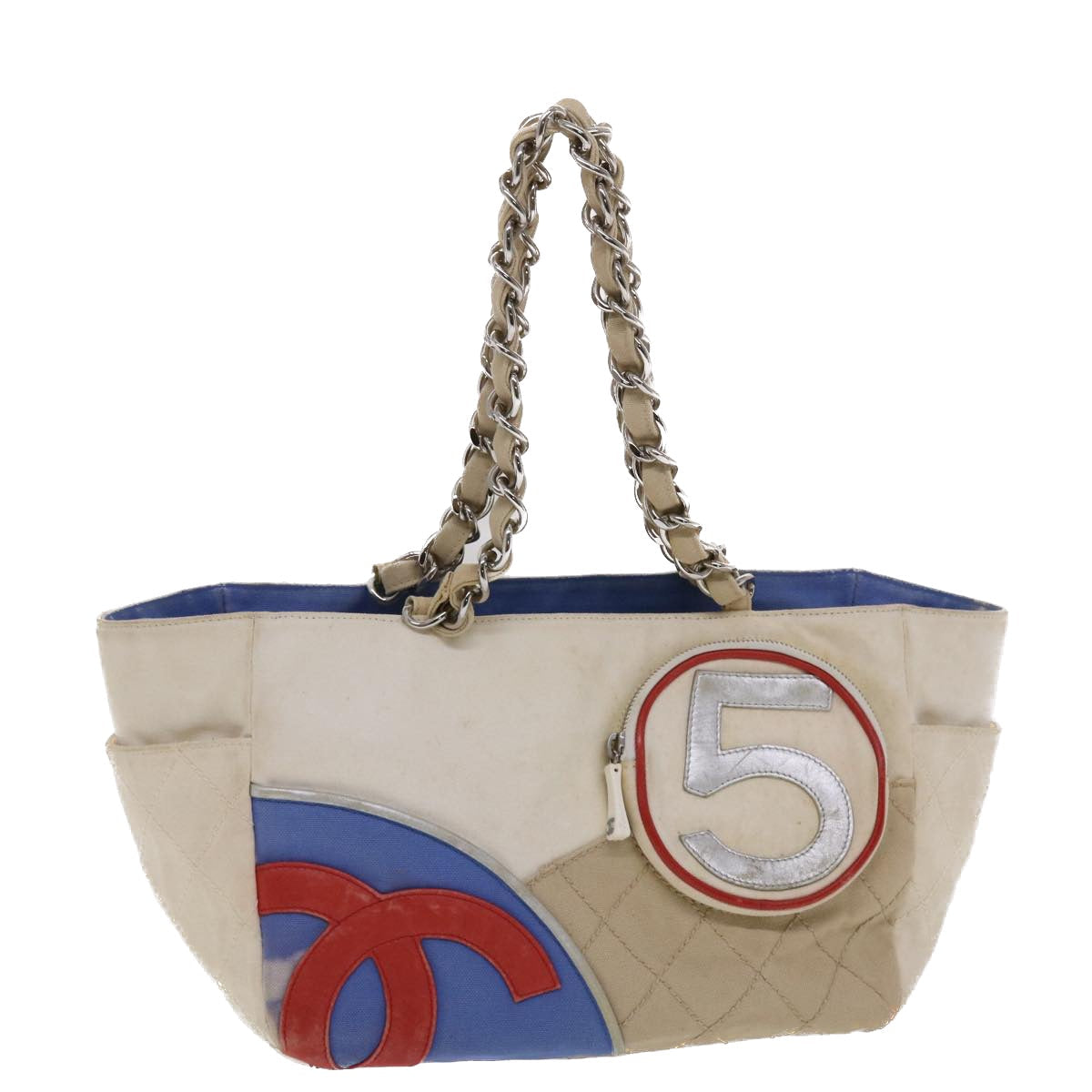 Top Quality Chanel Chain Tote Bag No5 Canvas White CC Auth 49901