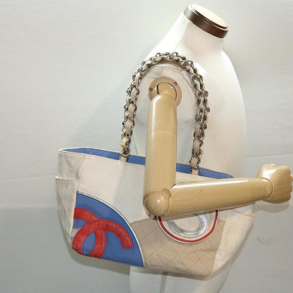 Top Quality Chanel Chain Tote Bag No5 Canvas White CC Auth 49901