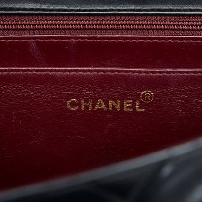 Top Quality Chanel Deca Flap Shoulder Bag Black Lambskin Ladies