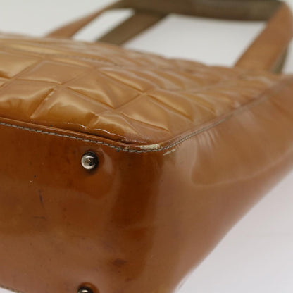 Top Quality Chanel Choco Bar Shoulder Bag Patent leather Yellow CC Auth 53382