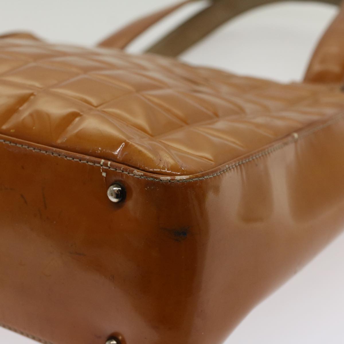 Top Quality Chanel Choco Bar Shoulder Bag Patent leather Yellow CC Auth 53382