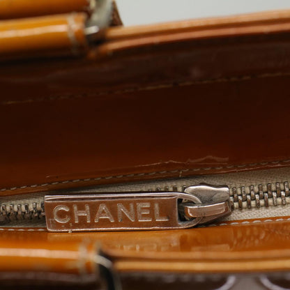 Top Quality Chanel Choco Bar Shoulder Bag Patent leather Yellow CC Auth 53382