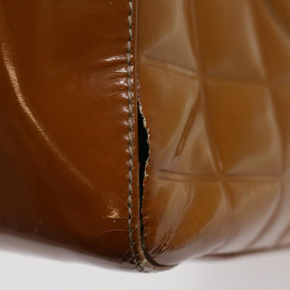 Top Quality Chanel Choco Bar Shoulder Bag Patent leather Yellow CC Auth 53382