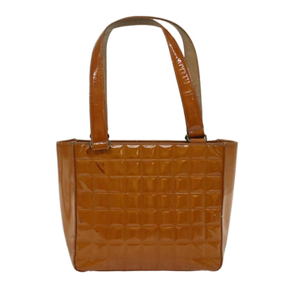Top Quality Chanel Choco Bar Shoulder Bag Patent leather Yellow CC Auth 53382