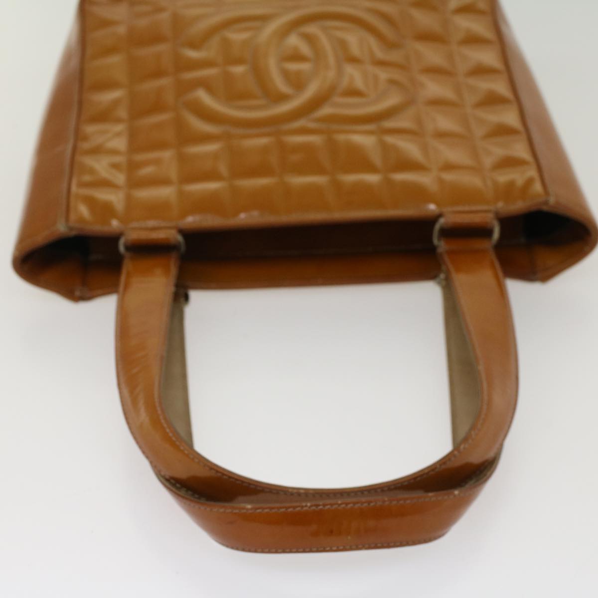Top Quality Chanel Choco Bar Shoulder Bag Patent leather Yellow CC Auth 53382