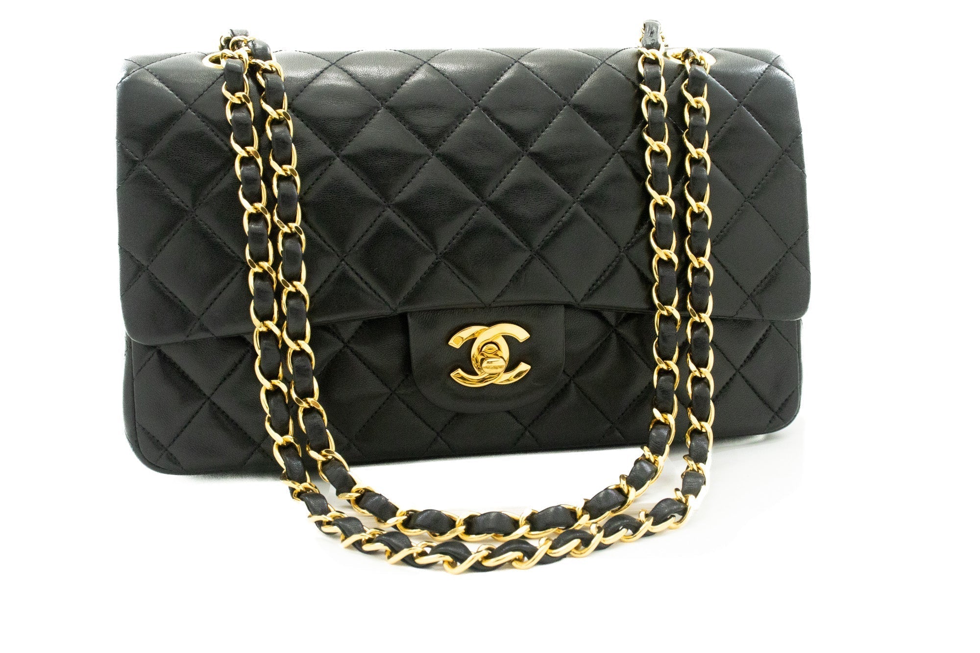Top Quality Chanel Classic Double New 10 Chain Shoulder Bag Black Lambskin