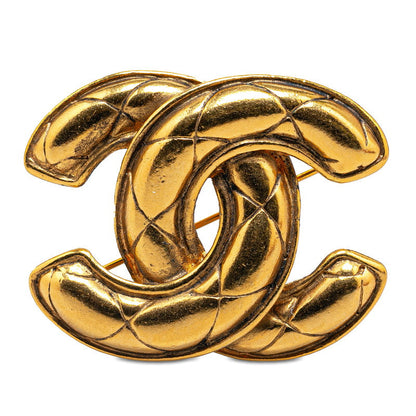 Top Quality Chanel Vintage Matelasse Coco Mark Brooch Gold Plated