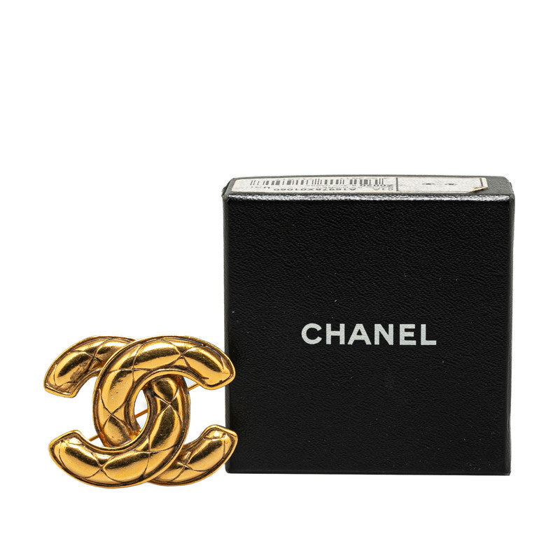 Top Quality Chanel Vintage Matelasse Coco Mark Brooch Gold Plated