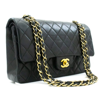 Top Quality Chanel Classic Double New Medium Chain Shoulder Bag Black Lamb