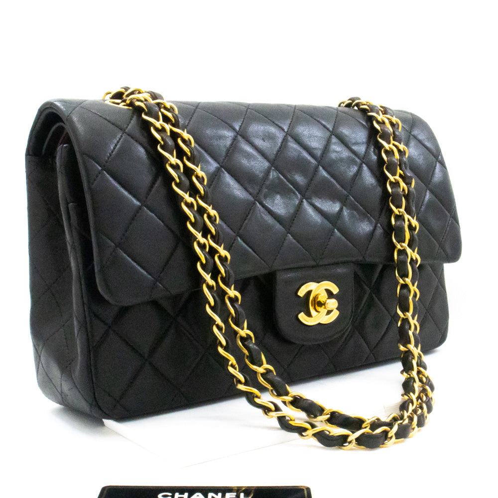 Top Quality Chanel Classic Double New 10 Chain Shoulder Bag Black Lambskin