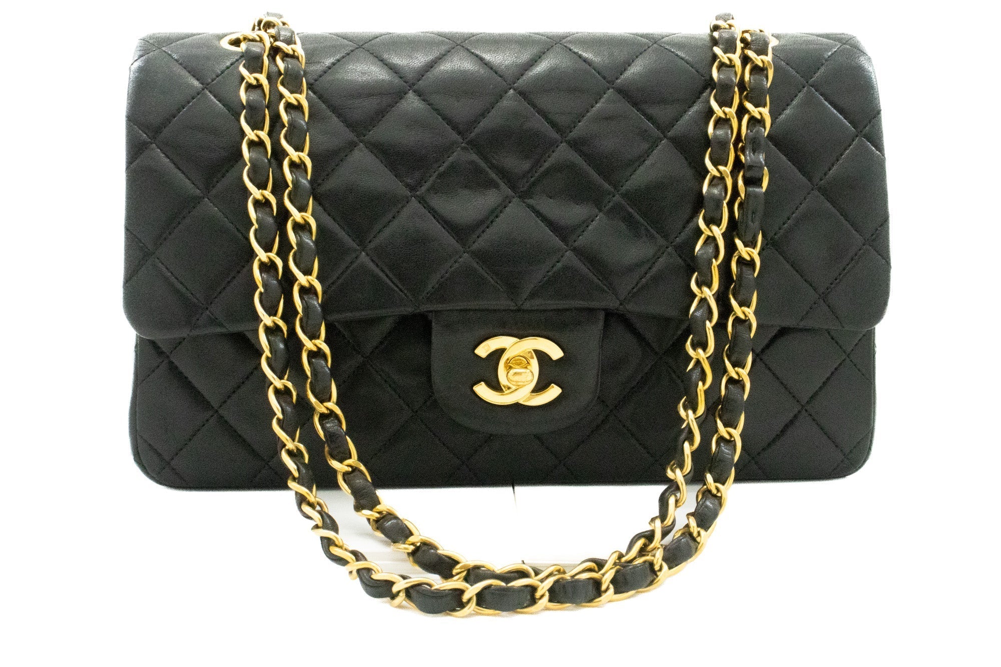 Top Quality Chanel Classic Double New 10 Chain Shoulder Bag Black Lambskin