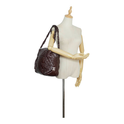 Top Quality Chanel Cocomark  Line Chain Shoulder Bag s Bag Brown Silver Leather Ladies CHANEL