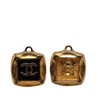 Top Quality Chanel Vintage Coco Mark Earrings Gold Black