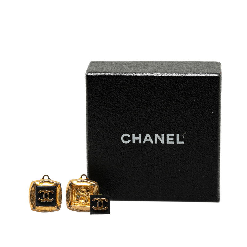 Top Quality Chanel Vintage Coco Mark Earrings Gold Black