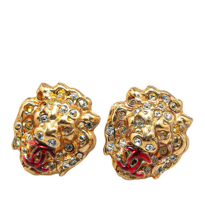 Top Quality Chanel Lion Motif Rhinestone Earrings