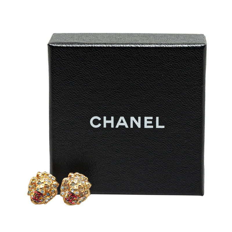 Top Quality Chanel Lion Motif Rhinestone Earrings