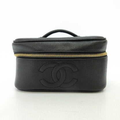 Top Quality Chanel Caviar Vanity Bag Black Gold A01997