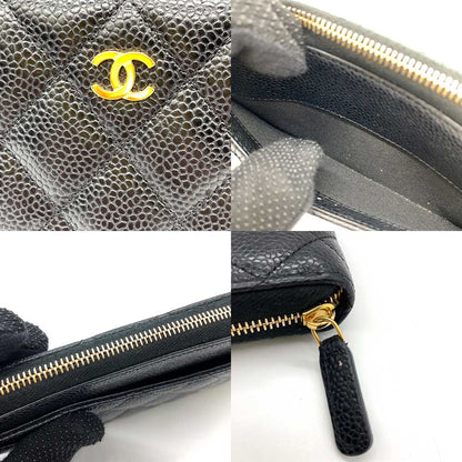 Top Quality Chanel Classic Caviar Leather Long Wallet Black