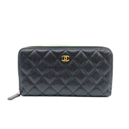Top Quality Chanel Classic Caviar Leather Long Wallet Black