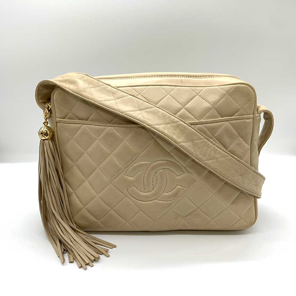 Top Quality Chanel Lambskin Matelasse Shoulder Bag Beige