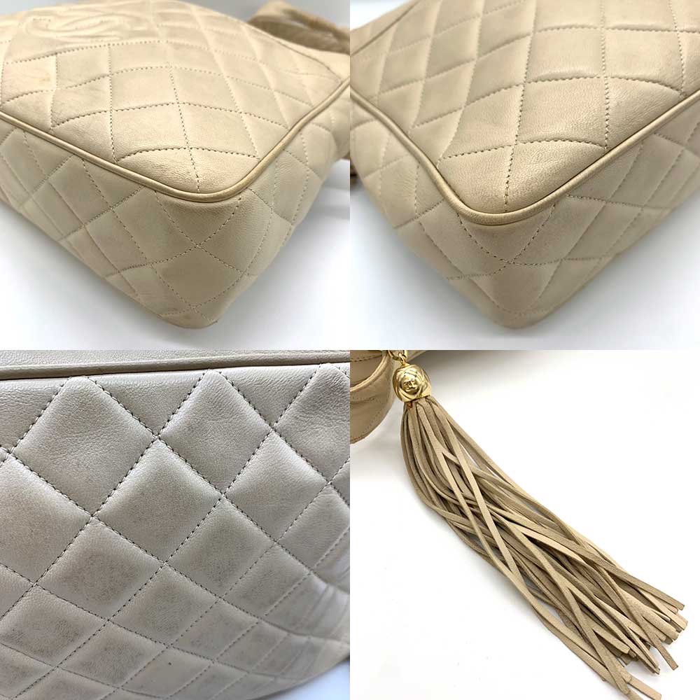 Top Quality Chanel Lambskin Matelasse Shoulder Bag Beige