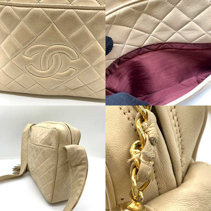 Top Quality Chanel Lambskin Matelasse Shoulder Bag Beige