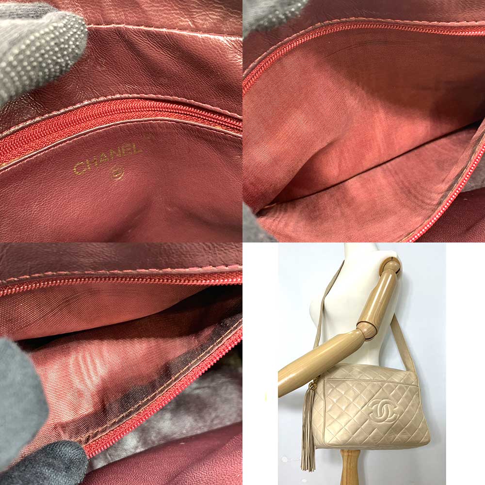Top Quality Chanel Lambskin Matelasse Shoulder Bag Beige