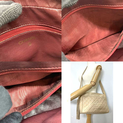 Top Quality Chanel Lambskin Matelasse Shoulder Bag Beige