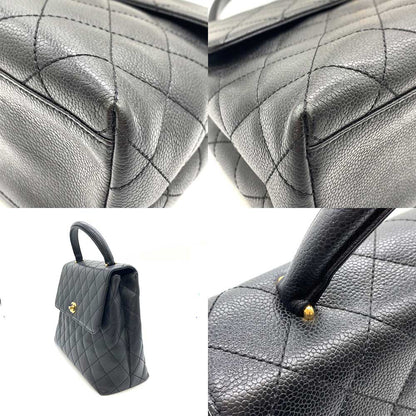 Top Quality Chanel Caviar Skin Kelly Handbag Black Gold Hardware