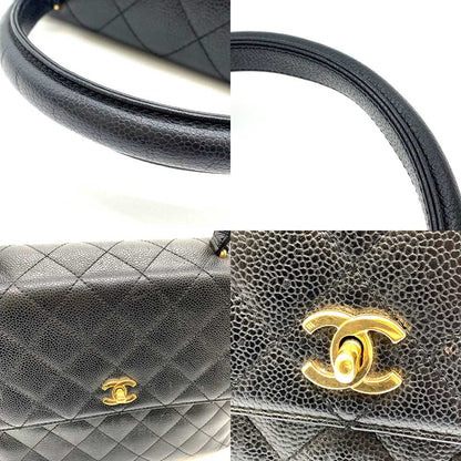 Top Quality Chanel Caviar Skin Kelly Handbag Black Gold Hardware
