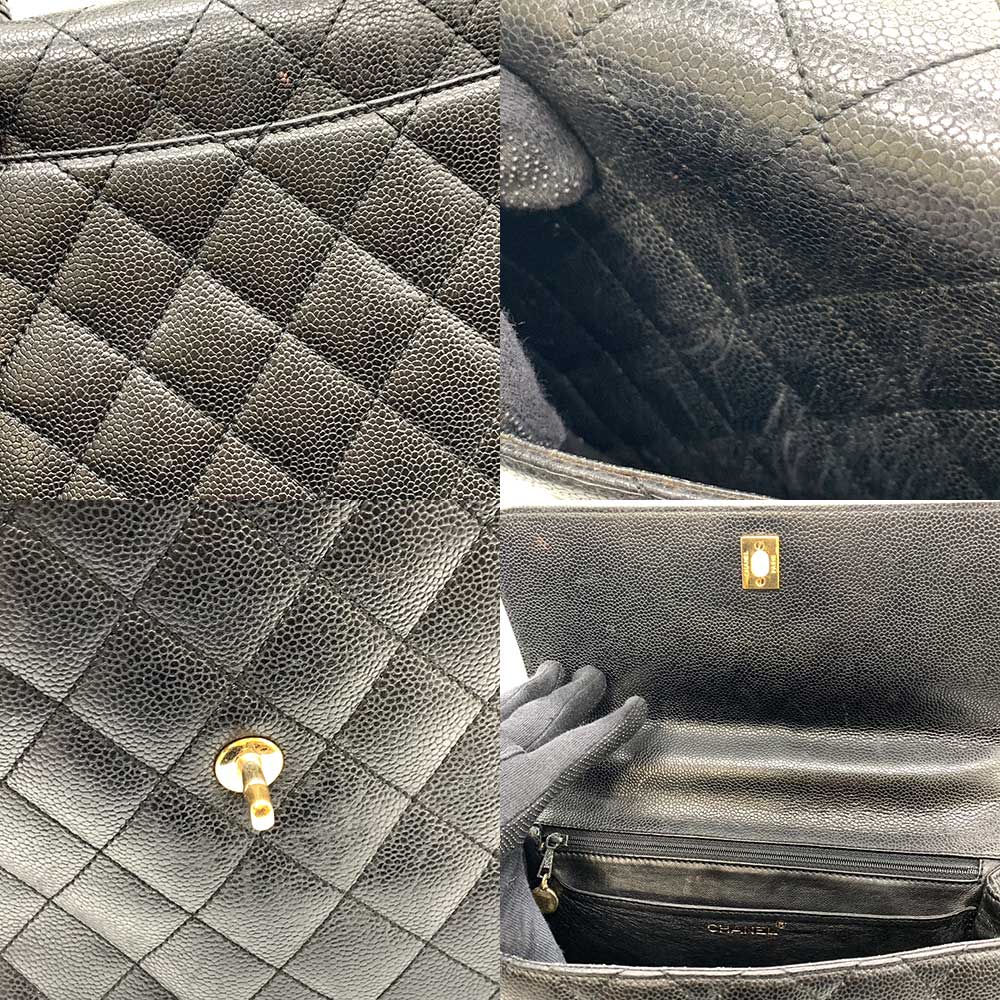 Top Quality Chanel Caviar Skin Kelly Handbag Black Gold Hardware
