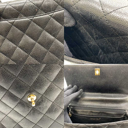 Top Quality Chanel Caviar Skin Kelly Handbag Black Gold Hardware
