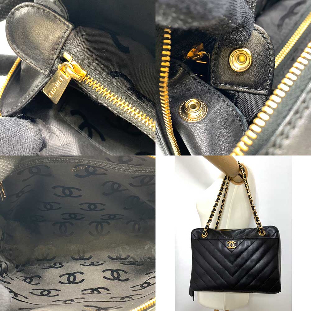 Top Quality Chanel Lambskin V-Stitch Chain Shoulder Bag