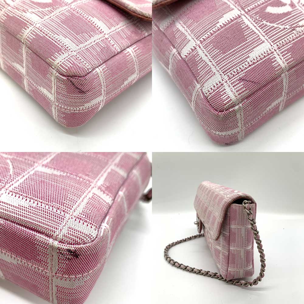Top Quality Chanel Nylon Jacquard Chain Shoulder Bag Pink