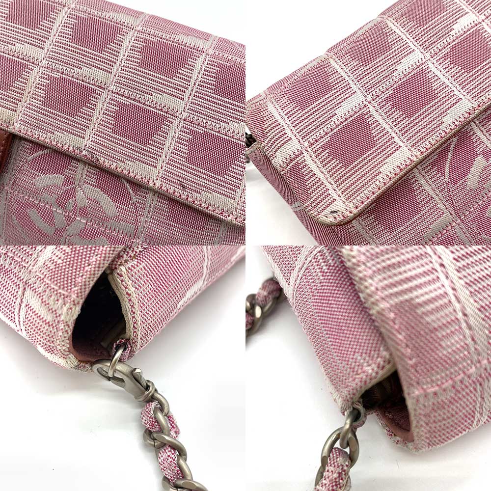 Top Quality Chanel Nylon Jacquard Chain Shoulder Bag Pink