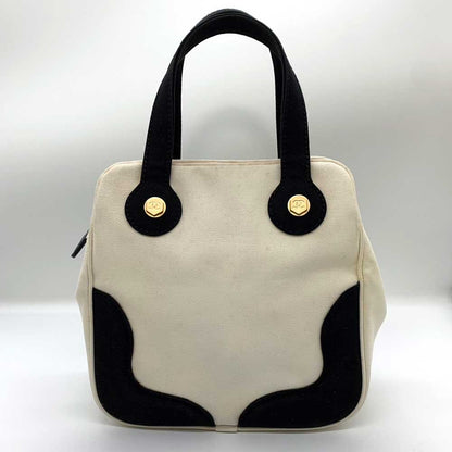 Top Quality Chanel Canvas Marshmallow Handbag Ivory Black