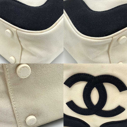 Top Quality Chanel Canvas Marshmallow Handbag Ivory Black
