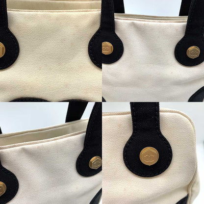 Top Quality Chanel Canvas Marshmallow Handbag Ivory Black