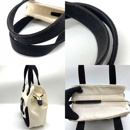 Top Quality Chanel Canvas Marshmallow Handbag Ivory Black