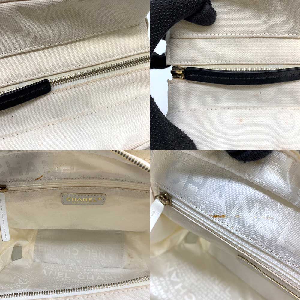 Top Quality Chanel Canvas Marshmallow Handbag Ivory Black