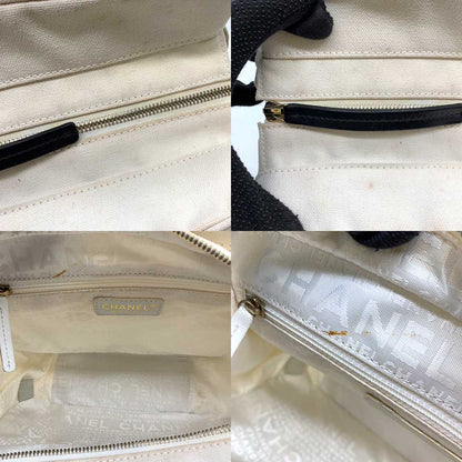 Top Quality Chanel Canvas Marshmallow Handbag Ivory Black