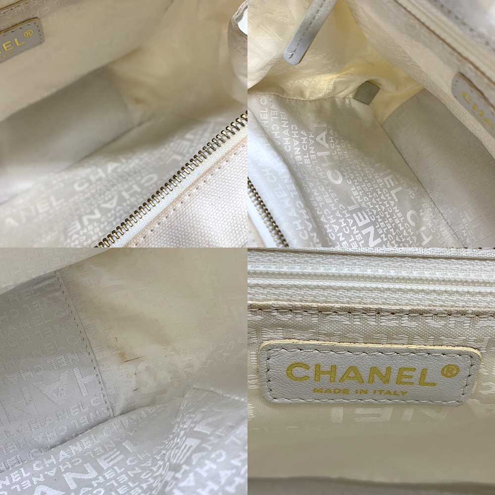 Top Quality Chanel Canvas Marshmallow Handbag Ivory Black