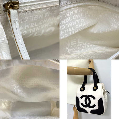 Top Quality Chanel Canvas Marshmallow Handbag Ivory Black