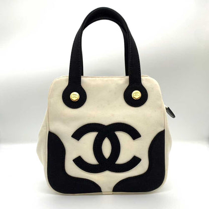 Top Quality Chanel Canvas Marshmallow Handbag Ivory Black