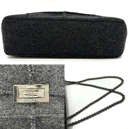 Top Quality Chanel Wool Canvas Chain Shoulder Bag Gray