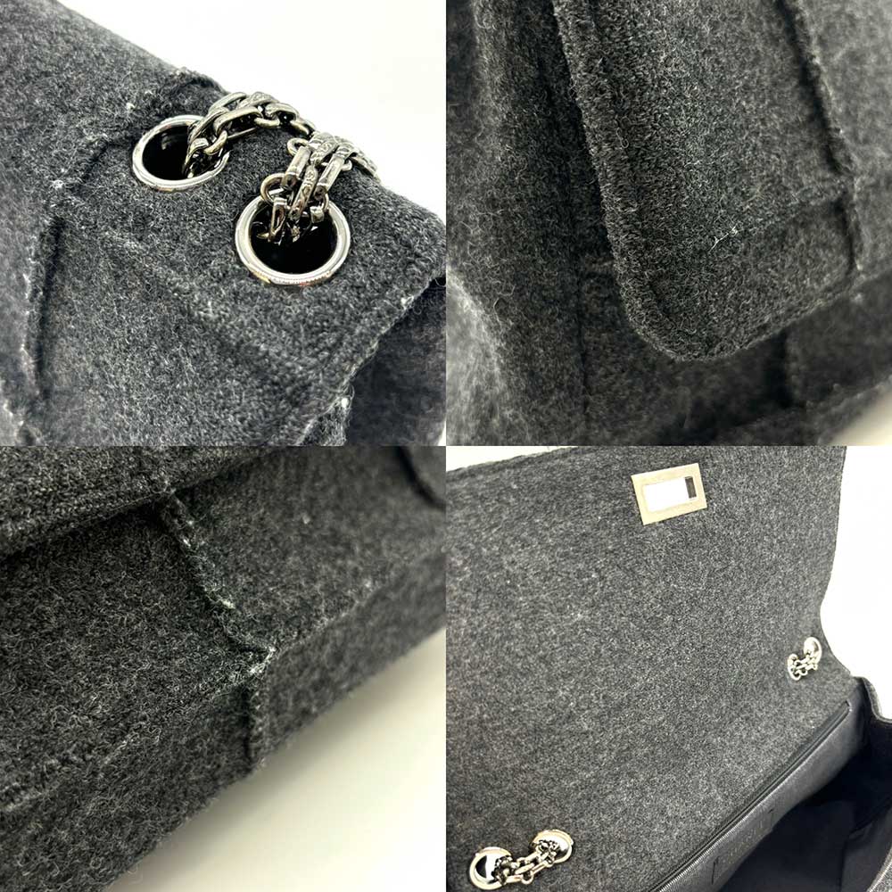 Top Quality Chanel Wool Canvas Chain Shoulder Bag Gray