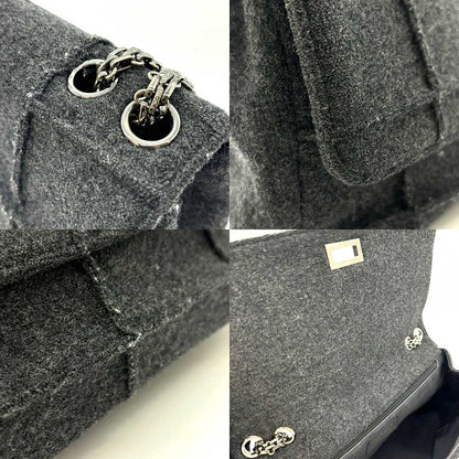 Top Quality Chanel Wool Canvas Chain Shoulder Bag Gray