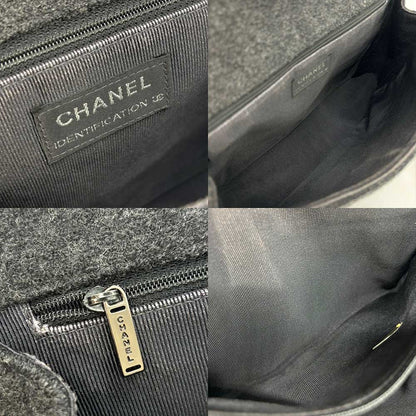 Top Quality Chanel Wool Canvas Chain Shoulder Bag Gray